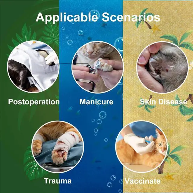 Alt view image 5 of 7 - Cat Soft Cone Collar, Adjustable Cat Recovery Cones to Stop Licking Wounds, Waterproof Pet Elizabethan Recovery Collar for Cats After Surgery (Blue Ocean, S)