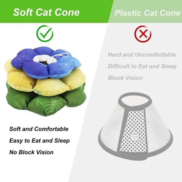 Alt view image 6 of 7 - Cat Soft Cone Collar, Adjustable Cat Recovery Cones to Stop Licking Wounds, Waterproof Pet Elizabethan Recovery Collar for Cats After Surgery (Blue Ocean, S)