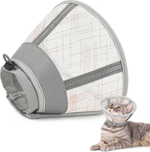 Main image of Supet Cat Cone Collar Soft, Air Mesh Recovery Collar to Stop Licking, Breathable Neck Cone Alternative, Lightweight Cat Head Cone Anti Scratch (Orange,S)