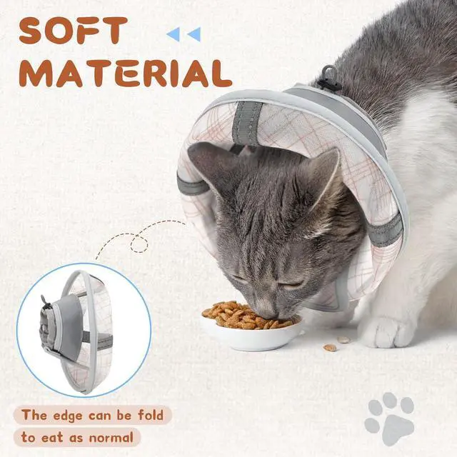 Alt view image 3 of 7 - Supet Cat Cone Collar Soft, Air Mesh Recovery Collar to Stop Licking, Breathable Neck Cone Alternative, Lightweight Cat Head Cone Anti Scratch (Orange,S)
