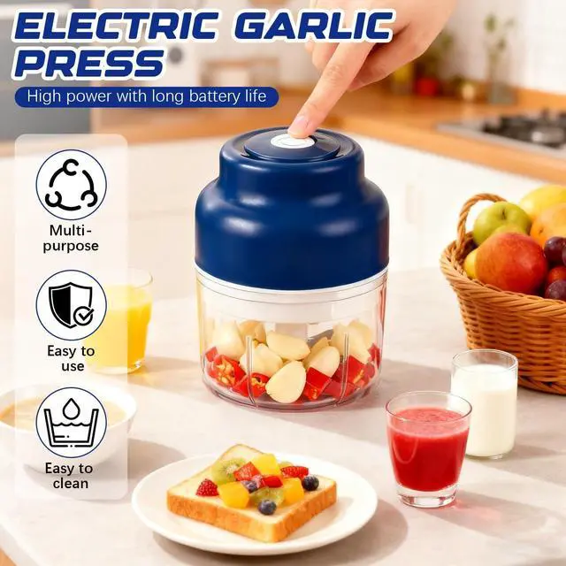 Alt view image 3 of 7 - Electric mini garlic mincer set,2025 new small garlic mincer, electric food chopping tool, USB charging, wireless vegetable grinder, suitable for ginger, pepper, fruit(250ml)