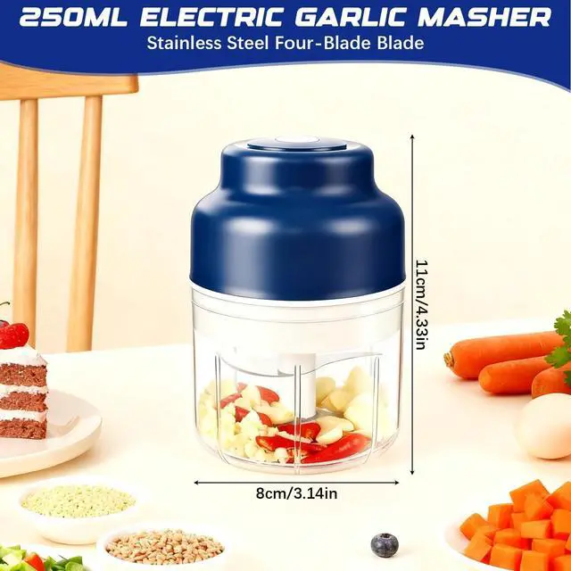 Alt view image 5 of 7 - Electric mini garlic mincer set,2025 new small garlic mincer, electric food chopping tool, USB charging, wireless vegetable grinder, suitable for ginger, pepper, fruit(250ml)