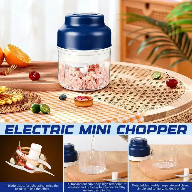 Alt view image 7 of 7 - Electric mini garlic mincer set,2025 new small garlic mincer, electric food chopping tool, USB charging, wireless vegetable grinder, suitable for ginger, pepper, fruit(250ml)