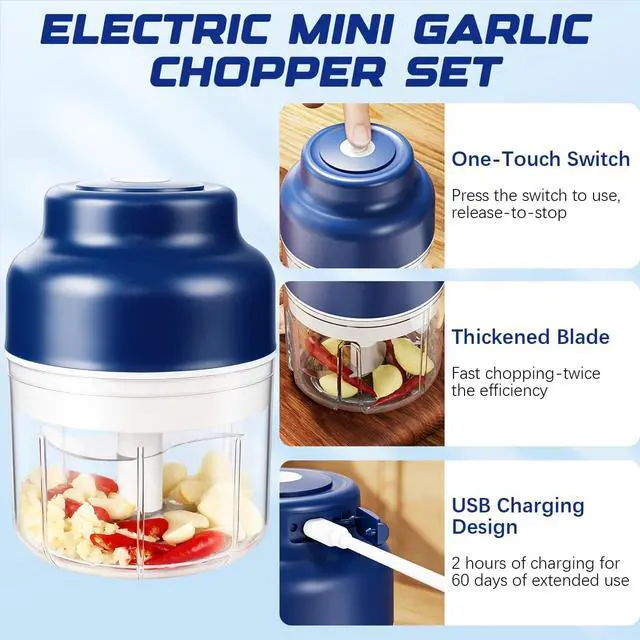 Alt view image 2 of 7 - Electric mini garlic mincer set,2025 new small garlic mincer, electric food chopping tool, USB charging, wireless vegetable grinder, suitable for ginger, pepper, fruit(250ml)