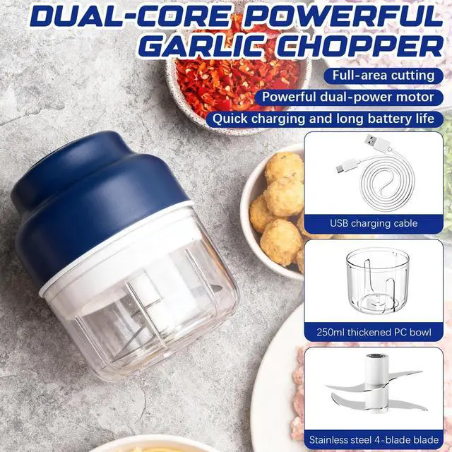Alt view image 4 of 7 - Electric mini garlic mincer set,2025 new small garlic mincer, electric food chopping tool, USB charging, wireless vegetable grinder, suitable for ginger, pepper, fruit(250ml)