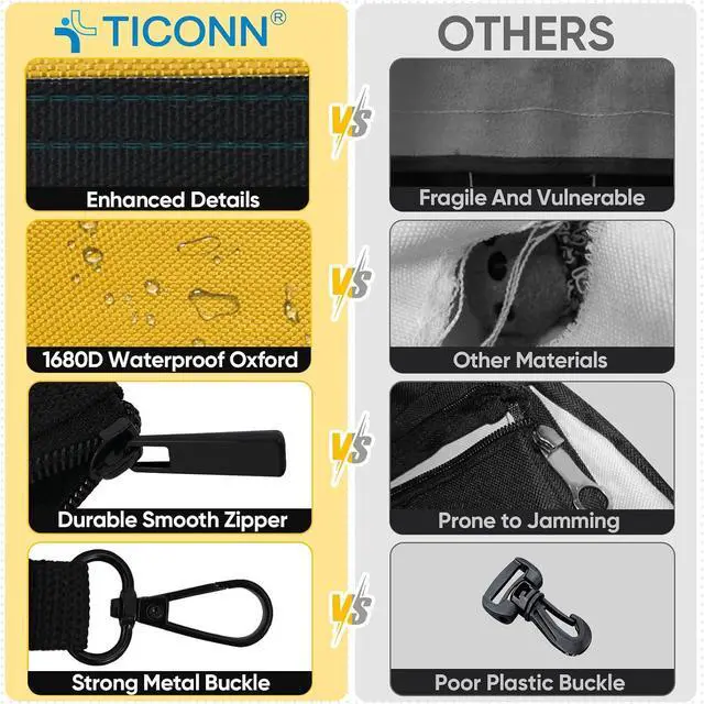 Alt view image 3 of 7 - TICONN 3PK Tool Pouches with Zipper, Waterproof 1680D Oxford Small Tool Bag | Wear-Resistant Tool Pouch with Carabiner Clip, Durable Metal Zipper, Reflective Safety Strips, Multi-Purpose Storage