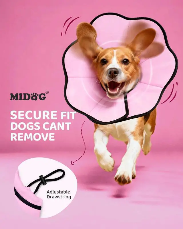 Alt view image 5 of 7 - MIDOG Dog Cone Collar After Surgery, Soft Dog Cone Alternative to Stop Licking,Adjustable Elizabethan Recovery Cones for Small to Large Sized Dogs
