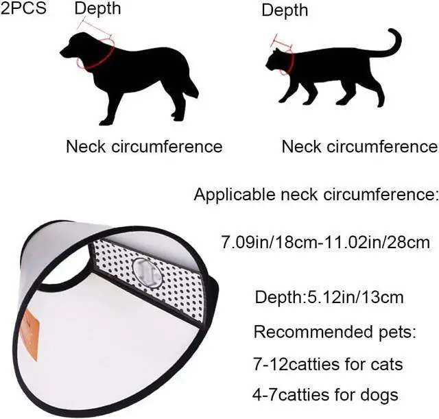 Alt view image 2 of 7 - 2 Pcs Cat Cone Dog Con,Adjustable Recovery Pet Cone,Fits Neck 7-11 inch Adjustable,Plastic Elizabethan Collar for Cats Kitten Small Dog After