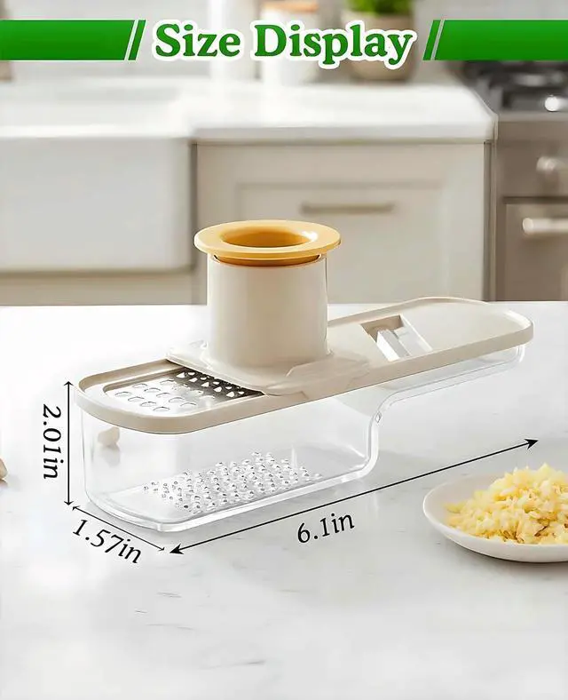 Alt view image 2 of 7 - 2PCS Small Multifunctional Garlic Grinder Hand, Mini Garlic Slicer Super Thin with Container