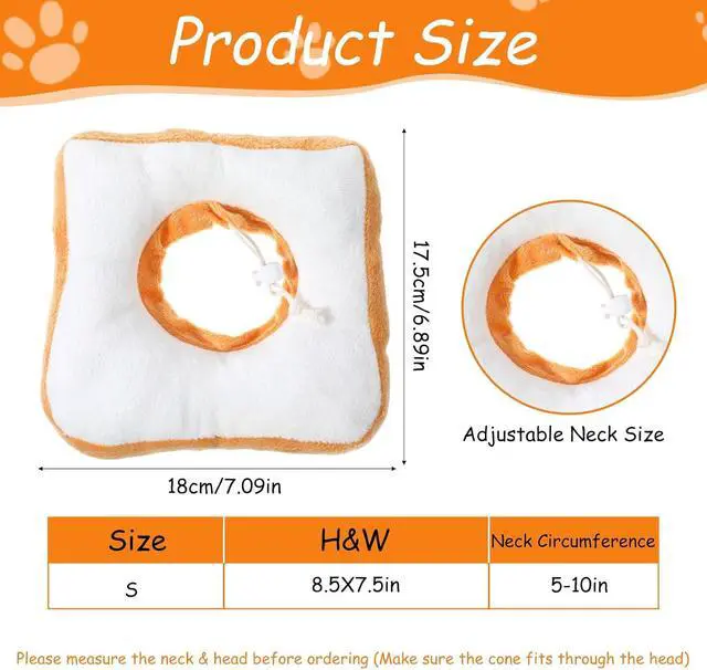 Alt view image 2 of 7 - Adjustable Cat Cone Soft Cat Recovery Collar Kitten Cones After Surgery Neutering Toast Pet Neck Strap to Stop Licking Lightweight Comfortable Elizabethan Collar for Puppies Kitten Adult Cats