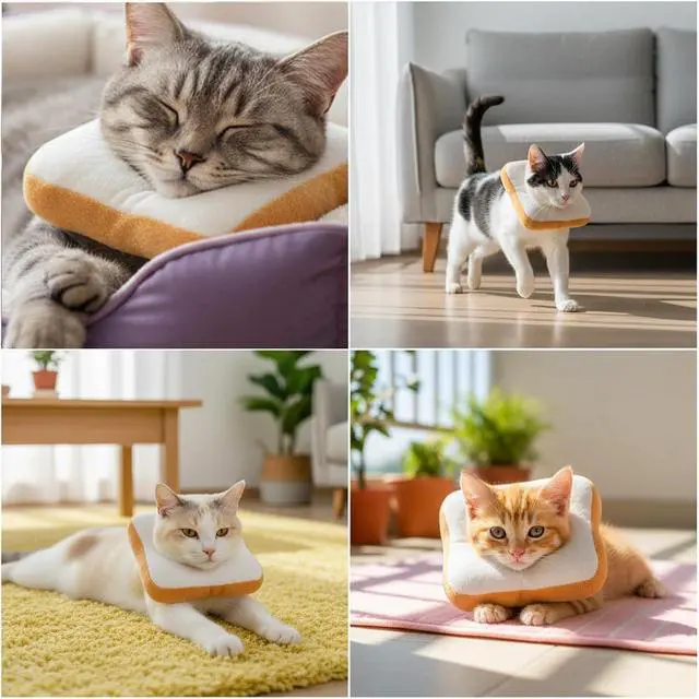 Alt view image 5 of 7 - Adjustable Cat Cone Soft Cat Recovery Collar Kitten Cones After Surgery Neutering Toast Pet Neck Strap to Stop Licking Lightweight Comfortable Elizabethan Collar for Puppies Kitten Adult Cats