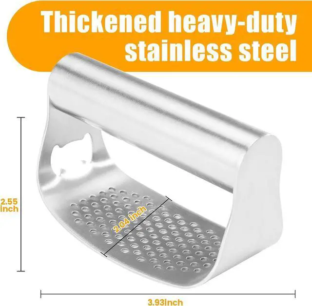 Alt view image 5 of 7 - Stainless Steel Garlic Press,Heavy Duty Manual Crusher | Food Grade Rustproof,Easy Squeeze Max Mincing,Dishwasher Safe,for Home Cooking Camping (Garlic Peeling Set Cleaning Brush)