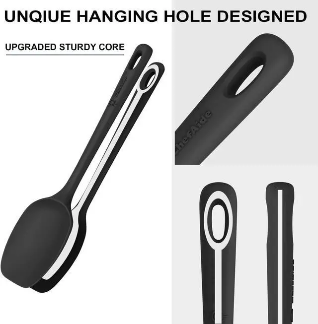 Alt view image 3 of 7 - ChefAide 5 Pieces Silicone Spatula Set, Food Grade Rubber Spatula, Upgrade Strong Handle with Ergonomic Grip, Heat Resistant Up to 600°F for Nonstick Cookware, Cooking