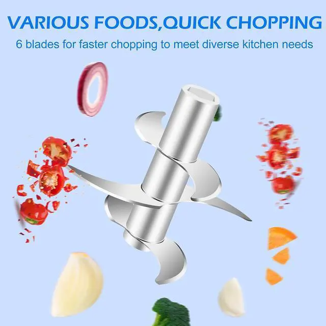 Alt view image 2 of 7 - Electric Garlic Chopper, 350ML (1.4 Cup) Blue Mini Food Processor | Mini Chopper, Small Garlic Grinder Mincer for Onion, Ginger, Chili, Fruit, Meat