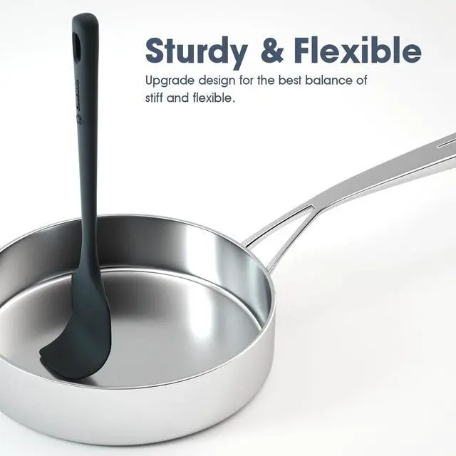 Alt view image 4 of 7 - ChefAide 5 Pieces Silicone Spatula Set, Food Grade Rubber Spatula, Upgrade Strong Handle with Ergonomic Grip, Heat Resistant Up to 600°F for Nonstick Cookware, Cooking