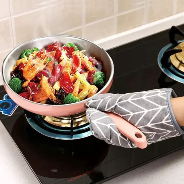 Alt view image 3 of 7 - WinChange Oven Mitts and Potholders BBQ Gloves-Oven Mitts and Pot Holders Sets with Recycled Cotton Infill Silicone Non-Slip Cooking Gloves for Cooking Baking Grilling (4-Piece Set,Grey)
