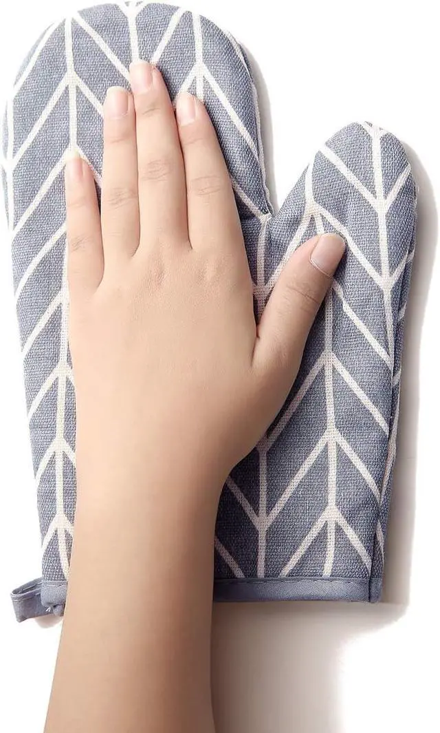 Alt view image 6 of 7 - WinChange Oven Mitts and Potholders BBQ Gloves-Oven Mitts and Pot Holders Sets with Recycled Cotton Infill Silicone Non-Slip Cooking Gloves for Cooking Baking Grilling (4-Piece Set,Grey)