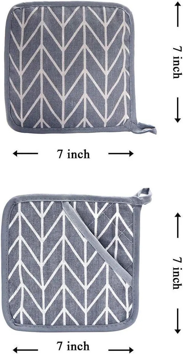Alt view image 5 of 7 - WinChange Oven Mitts and Potholders BBQ Gloves-Oven Mitts and Pot Holders Sets with Recycled Cotton Infill Silicone Non-Slip Cooking Gloves for Cooking Baking Grilling (4-Piece Set,Grey)