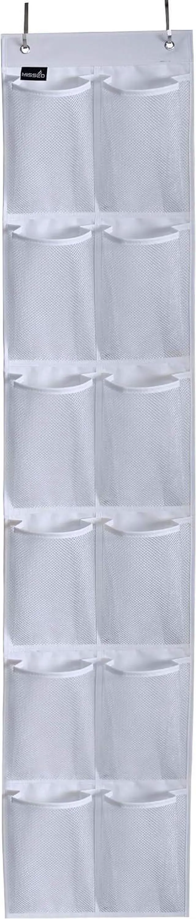Main image of MISSLO Heavy Duty Over The Door Storage with 12 Mesh Pockets (White)