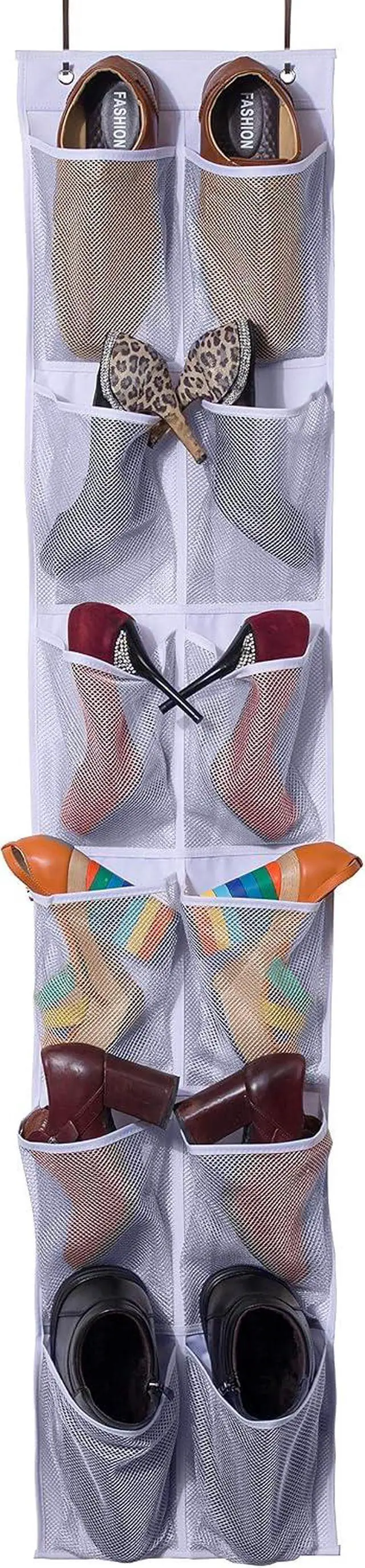Alt view image 2 of 7 - MISSLO Heavy Duty Over The Door Storage with 12 Mesh Pockets (White)