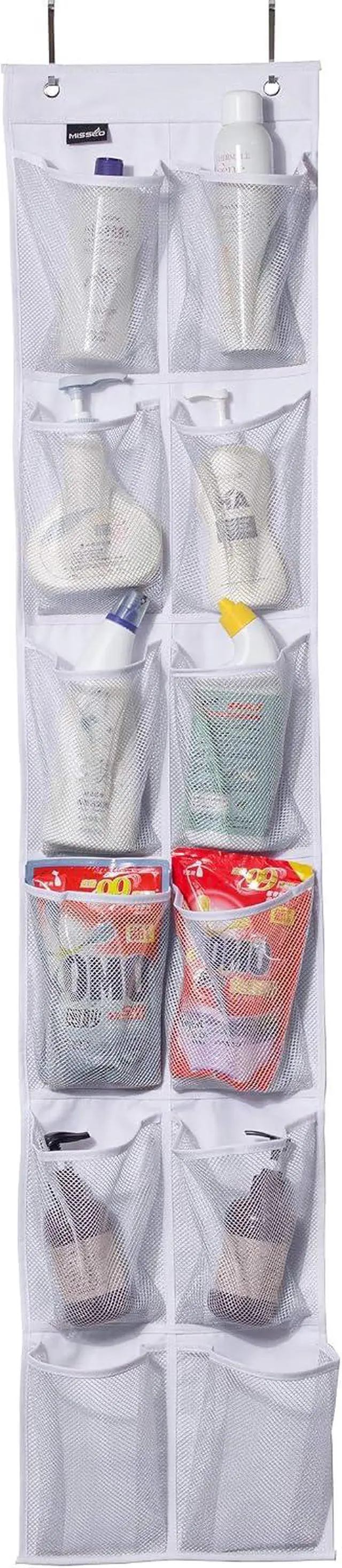 Alt view image 3 of 7 - MISSLO Heavy Duty Over The Door Storage with 12 Mesh Pockets (White)
