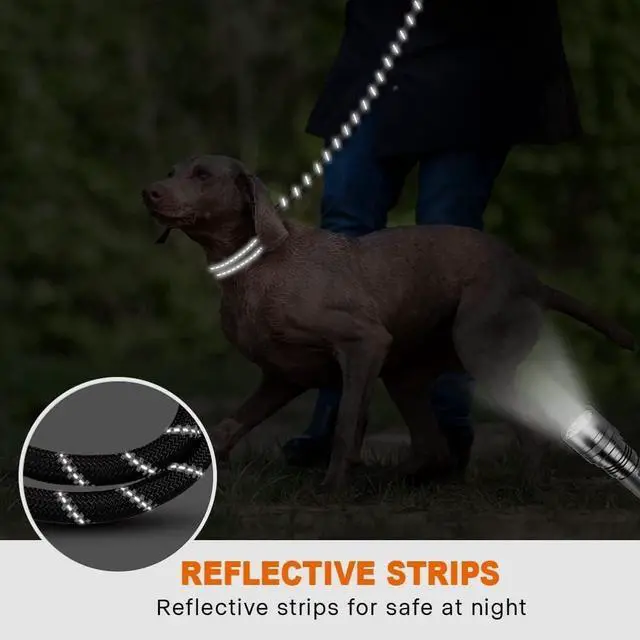 Alt view image 5 of 6 - Taglory Rope Dog Leash for Medium Large Dogs, 6 FT Padded Handle, Black | Climbing Rope for Strong Pullers, Reflective for Night Walks and Training, Comfortable Grip, Anti-tangle Swivel Clip 1/2 inch