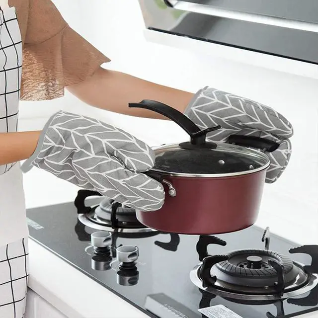 Alt view image 7 of 7 - WinChange Oven Mitts and Potholders BBQ Gloves-Oven Mitts and Pot Holders Sets with Recycled Cotton Infill Silicone Non-Slip Cooking Gloves for Cooking Baking Grilling (4-Piece Set,Grey)