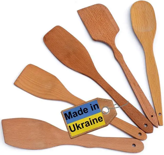 Main image of ECOSALL Nonstick Wooden Spatulas for Cooking, 5-Piece Wood Spatula Set