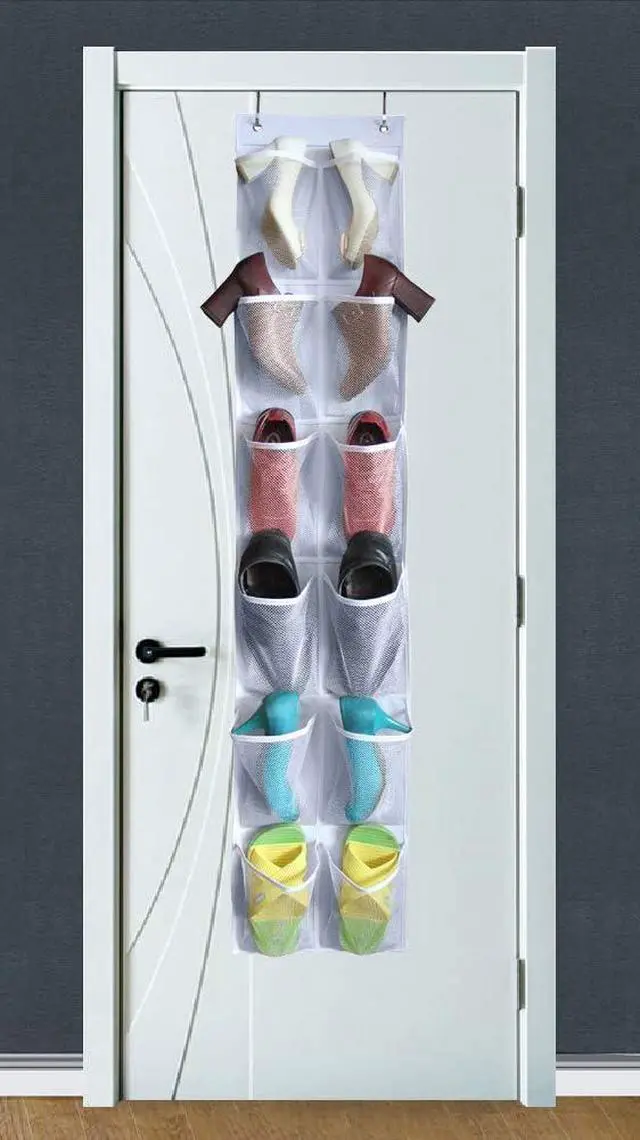 Alt view image 6 of 7 - MISSLO Heavy Duty Over The Door Storage with 12 Mesh Pockets (White)