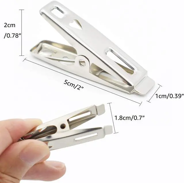 Alt view image 3 of 7 - 60 PCS Strong Stainless Steel Clothes Pins Metal Laundry Clips with Storage Box for Clothes Sock Food Sealing Photos