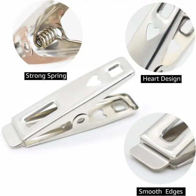 Alt view image 4 of 7 - 60 PCS Strong Stainless Steel Clothes Pins Metal Laundry Clips with Storage Box for Clothes Sock Food Sealing Photos