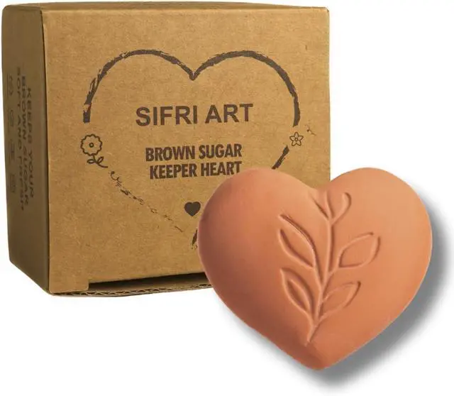Alt view image 5 of 5 - Sifri Brown Sugar Keeper 3D Terracotta Clay Softener, Unique Moisture Holder for Baking Essentials Like Cookies, Marshmallows, Herbs (1, Heart)