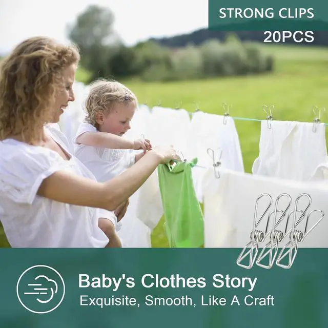 Alt view image 2 of 7 - Clothes Pins Metal Stainless Steel Clothespins Laundry Pin Bag Photo Clips | pin stainless outdoor steel clothesline chip strong line wooden clothespin plastic bulk outside close cloths hanging bags