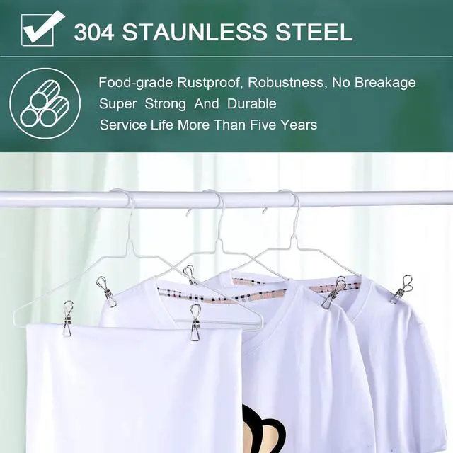 Alt view image 3 of 7 - Clothes Pins Metal Stainless Steel Clothespins Laundry Pin Bag Photo Clips | pin stainless outdoor steel clothesline chip strong line wooden clothespin plastic bulk outside close cloths hanging bags