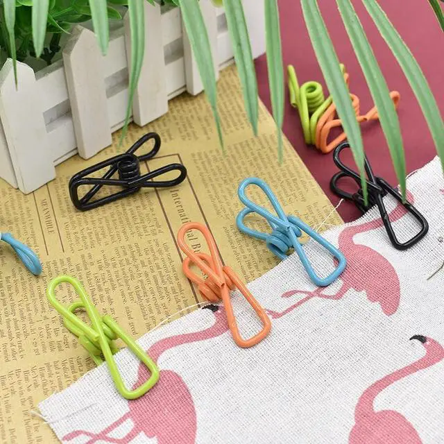 Alt view image 4 of 7 - 50 Pack Steel Wire Clip Utility Clips Colorful Vinyl-Coated Windproof Clothespin for Drying Home Laundry and Office Multi-Purpose Assorted Colors