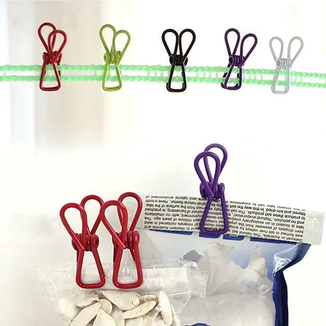 Alt view image 6 of 7 - 50 Pack Steel Wire Clip Utility Clips Colorful Vinyl-Coated Windproof Clothespin for Drying Home Laundry and Office Multi-Purpose Assorted Colors