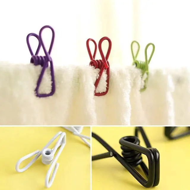 Alt view image 5 of 7 - 50 Pack Steel Wire Clip Utility Clips Colorful Vinyl-Coated Windproof Clothespin for Drying Home Laundry and Office Multi-Purpose Assorted Colors