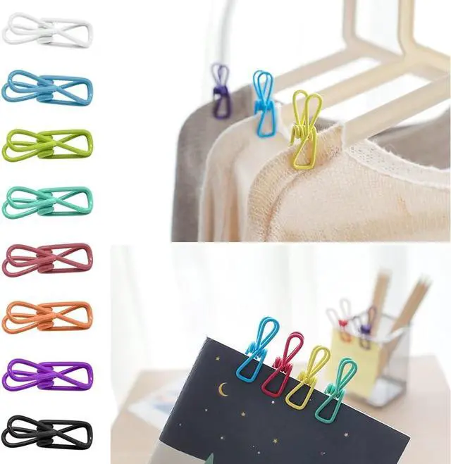 Alt view image 7 of 7 - 50 Pack Steel Wire Clip Utility Clips Colorful Vinyl-Coated Windproof Clothespin for Drying Home Laundry and Office Multi-Purpose Assorted Colors