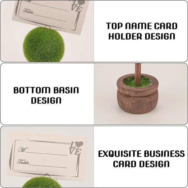 Alt view image 4 of 6 - 4-Pieces Topiary Place Card Holders, Artificial Plant Memo Clips - Wedding Seating Card Holders, Table Number Stands, Business Card Displays