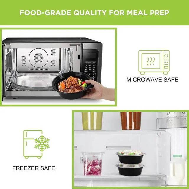 Alt view image 2 of 6 - WGCC Meal Prep Containers with Lids - 10Pack 32oz Meal Prep Bowls, Disposable Food Prep Containers, Round To Go Containers with Lids, BPA-Free, Freezer & Dishwasher Safe
