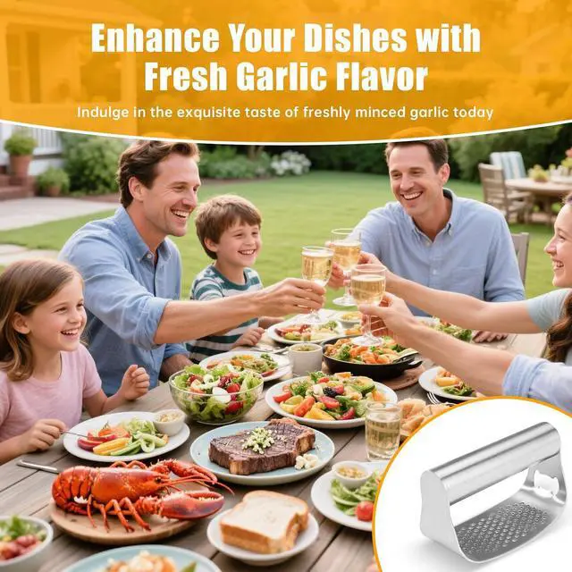 Alt view image 7 of 7 - Garlic Press Rocker Rust Proof Kitchen Tool for Ginger | Manual Crusher & Mincer with Ergonomic Handle for Easy Cleaning