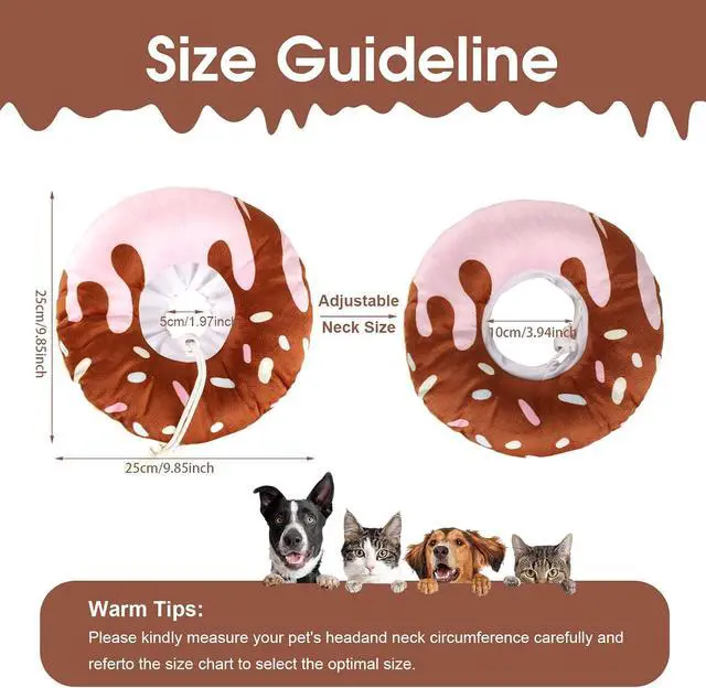 Alt view image 2 of 7 - Cat Cone Collar Soft, Plush Pillow Cute Donut Lightweight Adjustable Neck Cone for Cats Kittens After Surgery, M