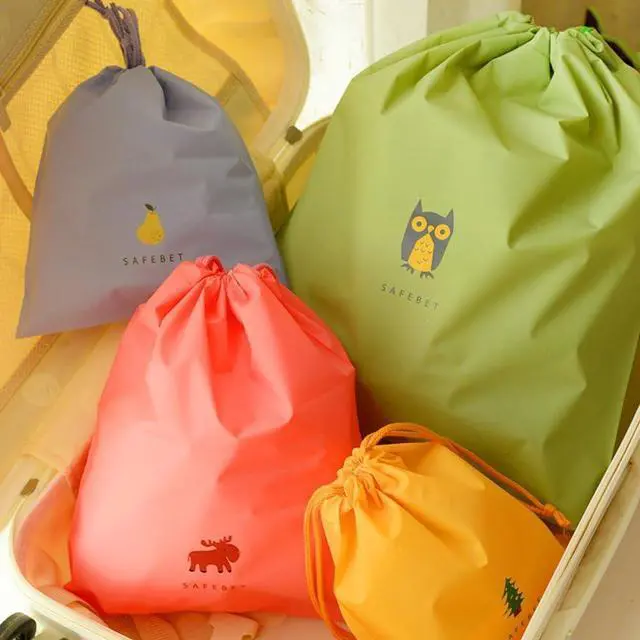 Alt view image 4 of 7 - BINGONE Set of 5 Waterproof Drawstring Bag PE Plastic Folding Sport Home Travel Storage Use combine C