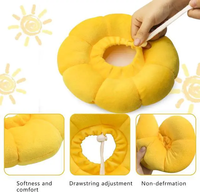 Alt view image 2 of 6 - Sunflower Cat Recovery Cone, Adjustable Pet Elizabethan Collar for Cats &Puppy, Soft Cone for Cats After Surgery to Stop Licking, Cat Neck Pillow for Sleeping, Easy to Clean (Yellow, S)