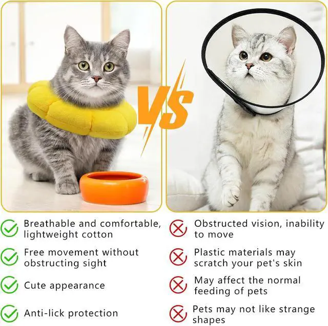Alt view image 3 of 6 - Sunflower Cat Recovery Cone, Adjustable Pet Elizabethan Collar for Cats &Puppy, Soft Cone for Cats After Surgery to Stop Licking, Cat Neck Pillow for Sleeping, Easy to Clean (Yellow, S)