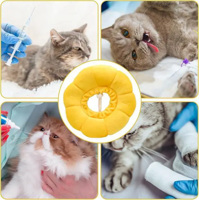 Alt view image 5 of 6 - Sunflower Cat Recovery Cone, Adjustable Pet Elizabethan Collar for Cats &Puppy, Soft Cone for Cats After Surgery to Stop Licking, Cat Neck Pillow for Sleeping, Easy to Clean (Yellow, S)