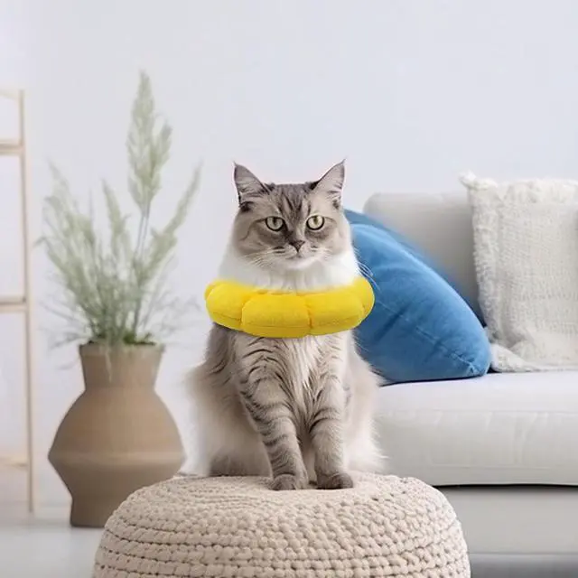 Alt view image 6 of 6 - Sunflower Cat Recovery Cone, Adjustable Pet Elizabethan Collar for Cats &Puppy, Soft Cone for Cats After Surgery to Stop Licking, Cat Neck Pillow for Sleeping, Easy to Clean (Yellow, S)