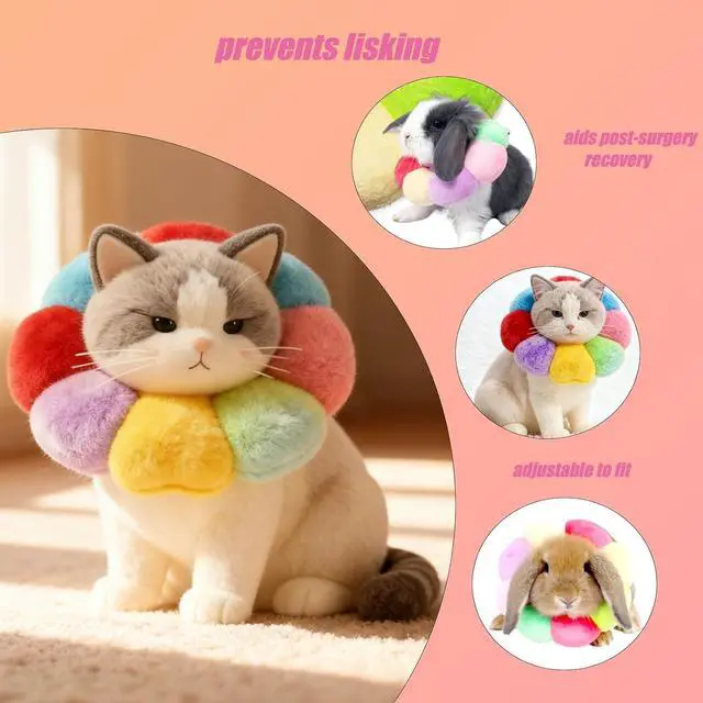 Alt view image 5 of 5 - Soft Fabric Cat Cone, Post-Surgery Protective Cat Recovery Collar | Flexible cone shape, no block pet sight & eating