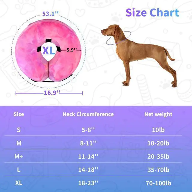 Alt view image 2 of 7 - Dog Cone, Y-blue Dog Cone Collar Inflatable Puppy Neck Collar(Rose Purple, XL)