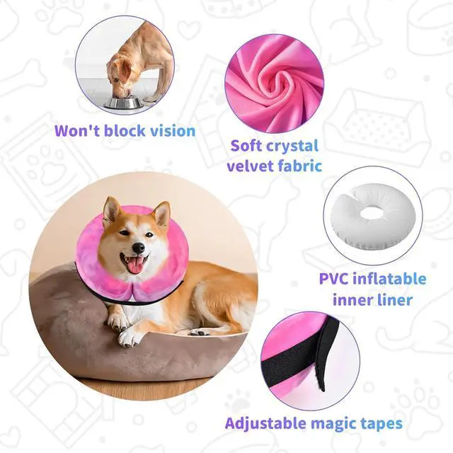 Alt view image 5 of 7 - Dog Cone, Y-blue Dog Cone Collar Inflatable Puppy Neck Collar(Rose Purple, XL)